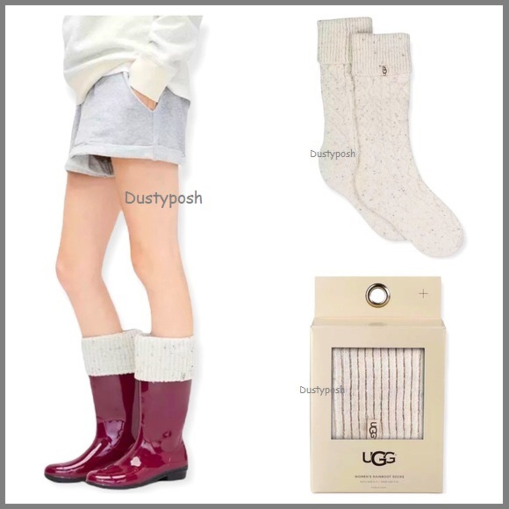 UGG Shaye Tall Rain Boot Socks Cable Knit Womens Girls Warm Soft Cozy New Gift